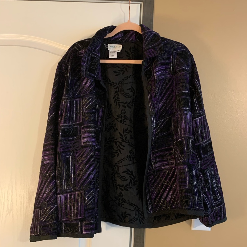 Coldwater Creek black purple jacket Size L